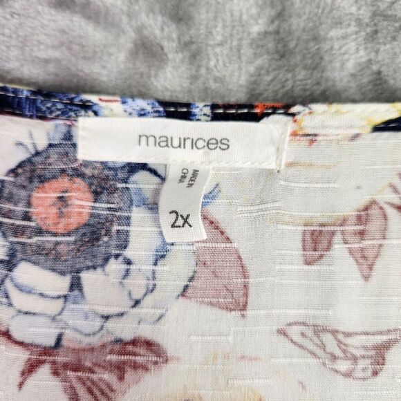 Maurices Womens Top 2X Multi Floral Lace 3/4 Flared Sleeve Boho Peasant Cottage - Picture 5 of 10